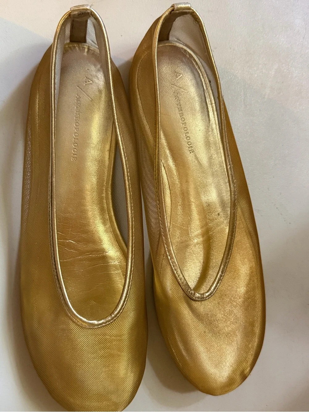 Anthropologie Metallic Gold Ballet Flats
